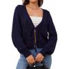 imageSOLY HUX Cardigan Sweaters for Women Cropped Tie Front Bow Lightweight Cardigan Long Sleeve Trendy Fall ShrugsDark Blue