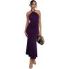 imageSOLY HUX Womens Bodycon Maxi Dress Halter Neck Sleeveless Backless Twist Party Club Going Out Long DressesPlain Purple
