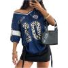 imageSOLY HUX Womens Y2k Leopard Number Graphic Oversized Tops Football Jersey Shirts StreetwearBlue Graphic