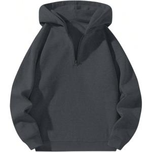 imageSOLY HUX Mens Quarter Zip Hoodies Zip Up Hoodie Long Sleeve Drop Shoulder Sweatshirt Casual PulloverPure Grey