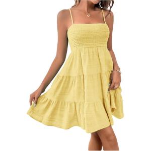 imageSOLY HUX Womens Sundress Smock Cami Mini Dress Sleeveless Swing A Line Short Dresses Casual Cute Summer DressesSolid Light Yellow