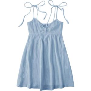 imageSOLY HUX Womens Tie Shoulder Y2k Cami Sun Dress Cute Spaghetti Strap Casual Summer A Line Short Mini DressesPlain Blue