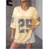 imageSOLY HUX Jersey Shirts for Women Y2k Graphic Number Oversized Tees V Neck Half Sleeve Cute Soccer Streetwear T Shirt TopsApricot Number