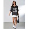 imageSOLY HUX Jersey Shirts for Women Y2k Graphic Number Oversized Tees V Neck Half Sleeve Cute Soccer Streetwear T Shirt TopsBlack Letter Number