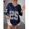 imageSOLY HUX Jersey Shirts for Women Y2k Graphic Number Oversized Tees V Neck Half Sleeve Cute Soccer Streetwear T Shirt TopsDark Blue Number