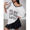 imageSOLY HUX Jersey Shirts for Women Y2k Graphic Number Oversized Tees V Neck Half Sleeve Cute Soccer Streetwear T Shirt TopsWhite Letter Number