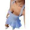 imageSOLY HUX Womens Bubble Mini Dress Y2K Halter Backless Club Party Graduation Short Dresses with Shorts UnderneathPlain Blue