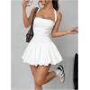imageSOLY HUX Womens Bubble Mini Dress Y2K Halter Backless Club Party Graduation Short Dresses with Shorts UnderneathPlain White
