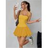 imageSOLY HUX Womens Bubble Mini Dress Y2K Halter Backless Club Party Graduation Short Dresses with Shorts UnderneathPlain Yellow