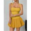 imageSOLY HUX Womens Bubble Mini Dress Y2K Halter Backless Club Party Graduation Short Dresses with Shorts UnderneathPlain Yellow