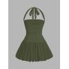 imageSOLY HUX Womens Bubble Mini Dress Y2K Halter Backless Club Party Graduation Short Dresses with Shorts UnderneathSolid Army Green