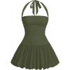 imageSOLY HUX Womens Bubble Mini Dress Y2K Halter Backless Club Party Graduation Short Dresses with Shorts UnderneathSolid Army Green