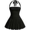 imageSOLY HUX Womens Bubble Mini Dress Y2K Halter Backless Club Party Graduation Short Dresses with Shorts UnderneathSolid Black
