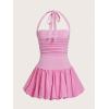 imageSOLY HUX Womens Bubble Mini Dress Y2K Halter Backless Club Party Graduation Short Dresses with Shorts UnderneathSolid Pink