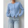 imageSOLY HUX Womens Button Down Long Sleeve Crewneck Crop Cardigan Sweater Cute Knitwear ClothesLight Blue