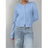 imageSOLY HUX Womens Button Down Long Sleeve Crewneck Crop Cardigan Sweater Cute Knitwear ClothesLight Blue
