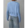 imageSOLY HUX Womens Button Down Long Sleeve Crewneck Crop Cardigan Sweater Cute Knitwear ClothesLight Blue