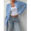 imageSOLY HUX Womens Button Down Long Sleeve Crewneck Crop Cardigan Sweater Cute Knitwear ClothesLight Blue