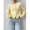 imageSOLY HUX Womens Button Down Long Sleeve Crewneck Crop Cardigan Sweater Cute Knitwear ClothesMustard Yellow