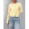 imageSOLY HUX Womens Button Down Long Sleeve Crewneck Crop Cardigan Sweater Cute Knitwear ClothesMustard Yellow
