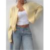 imageSOLY HUX Womens Button Down Long Sleeve Crewneck Crop Cardigan Sweater Cute Knitwear ClothesMustard Yellow