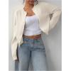 imageSOLY HUX Womens Button Down Long Sleeve Crewneck Crop Cardigan Sweater Cute Knitwear ClothesSolid Beige