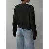 imageSOLY HUX Womens Button Down Long Sleeve Crewneck Crop Cardigan Sweater Cute Knitwear ClothesSolid Black