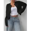 imageSOLY HUX Womens Button Down Long Sleeve Crewneck Crop Cardigan Sweater Cute Knitwear ClothesSolid Black