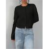 imageSOLY HUX Womens Button Down Long Sleeve Crewneck Crop Cardigan Sweater Cute Knitwear ClothesSolid Black