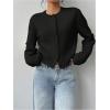 imageSOLY HUX Womens Button Down Long Sleeve Crewneck Crop Cardigan Sweater Cute Knitwear ClothesSolid Black