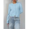 imageSOLY HUX Womens Button Down Long Sleeve Crewneck Crop Cardigan Sweater Cute Knitwear ClothesSolid Blue
