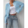 imageSOLY HUX Womens Button Down Long Sleeve Crewneck Crop Cardigan Sweater Cute Knitwear ClothesSolid Blue