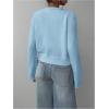 imageSOLY HUX Womens Button Down Long Sleeve Crewneck Crop Cardigan Sweater Cute Knitwear ClothesSolid Blue