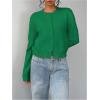 imageSOLY HUX Womens Button Down Long Sleeve Crewneck Crop Cardigan Sweater Cute Knitwear ClothesSolid Green