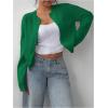 imageSOLY HUX Womens Button Down Long Sleeve Crewneck Crop Cardigan Sweater Cute Knitwear ClothesSolid Green
