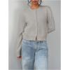 imageSOLY HUX Womens Button Down Long Sleeve Crewneck Crop Cardigan Sweater Cute Knitwear ClothesSolid Grey
