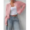 imageSOLY HUX Womens Button Down Long Sleeve Crewneck Crop Cardigan Sweater Cute Knitwear ClothesSolid Pink