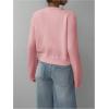 imageSOLY HUX Womens Button Down Long Sleeve Crewneck Crop Cardigan Sweater Cute Knitwear ClothesSolid Pink
