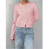 imageSOLY HUX Womens Button Down Long Sleeve Crewneck Crop Cardigan Sweater Cute Knitwear ClothesSolid Pink