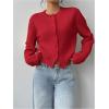 imageSOLY HUX Womens Button Down Long Sleeve Crewneck Crop Cardigan Sweater Cute Knitwear ClothesSolid Red