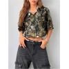 imageSOLY HUX Womens Button Down Vintage Plaid Shirts Short Sleeve Crop Blouses Preppy ClothesArmy Green