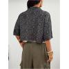imageSOLY HUX Womens Button Down Vintage Plaid Shirts Short Sleeve Crop Blouses Preppy ClothesBlack Leopard