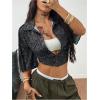 imageSOLY HUX Womens Button Down Vintage Plaid Shirts Short Sleeve Crop Blouses Preppy ClothesBlack Leopard