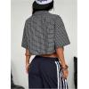 imageSOLY HUX Womens Button Down Vintage Plaid Shirts Short Sleeve Crop Blouses Preppy ClothesBlack Plaid