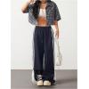 imageSOLY HUX Womens Button Down Vintage Plaid Shirts Short Sleeve Crop Blouses Preppy ClothesDark Blue Plaid