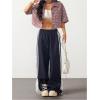 imageSOLY HUX Womens Button Down Vintage Plaid Shirts Short Sleeve Crop Blouses Preppy ClothesDusty Pink