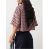imageSOLY HUX Womens Button Down Vintage Plaid Shirts Short Sleeve Crop Blouses Preppy ClothesDusty Pink