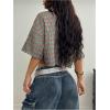 imageSOLY HUX Womens Button Down Vintage Plaid Shirts Short Sleeve Crop Blouses Preppy ClothesGreen Plaid