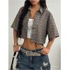 imageSOLY HUX Womens Button Down Vintage Plaid Shirts Short Sleeve Crop Blouses Preppy ClothesGreen Plaid