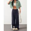 imageSOLY HUX Womens Button Down Vintage Plaid Shirts Short Sleeve Crop Blouses Preppy ClothesGreen and White